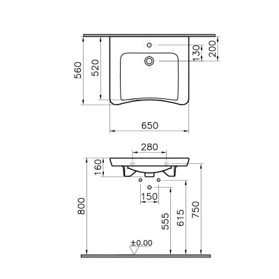 Architect 65cm Accessible Washbasin